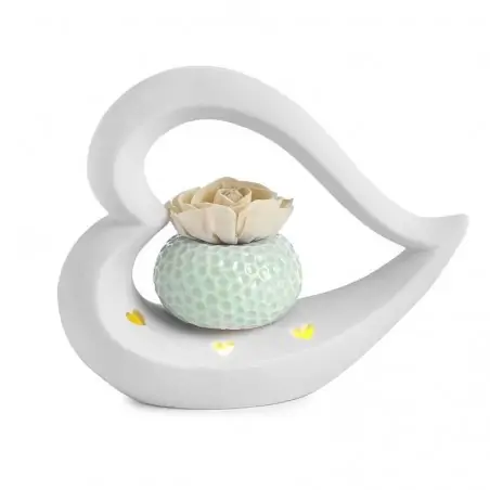 profumatore ambiente cuore in porcellana con luce led