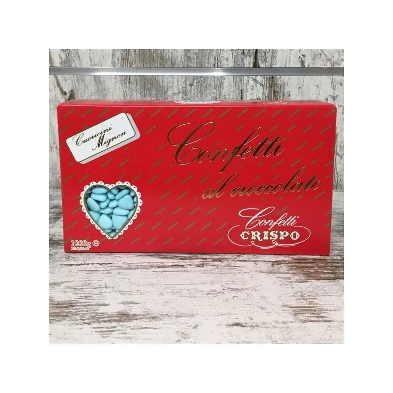 Confetti cuoricini mignon azzurri al cioccolato da 1kg