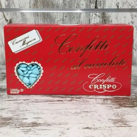 Confetti cuoricini mignon azzurri al cioccolato da 1kg