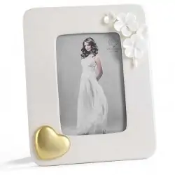 cornici bomboniera matrimonio portafoto porcellana con cuore oro