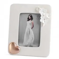 BOMBONIERE MATRIMONIO PORTAFOTO IN PORCELLANA CON FIORI E CUORE