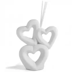 diffusore profumo ambiente 3 cuori in porcellana bianca