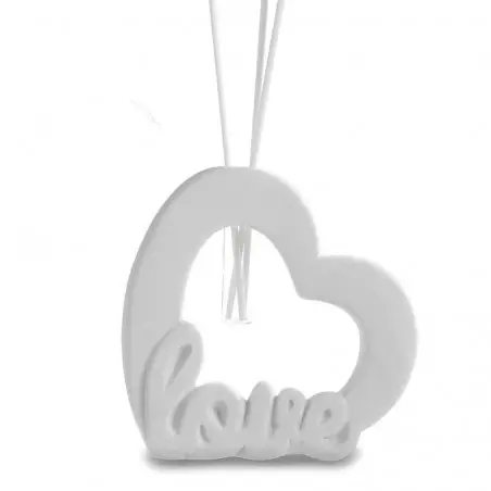 profumatore cuore love in ceramica bianca bomboniere