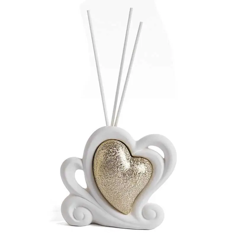 PROFUMATORI AMBIENTE DESIGN CUORE ORO IN PORCELLANA