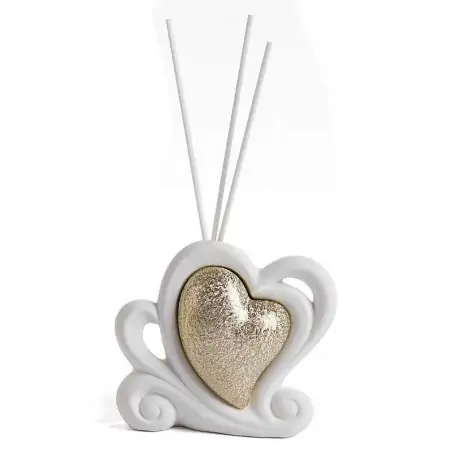 PROFUMATORI AMBIENTE DESIGN CUORE ORO IN PORCELLANA