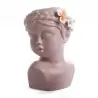 VASO PORTA PIANTE FORMA RAGAZZA MEZZOBUSTO ROSA IN PORCELLANA