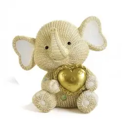 SALVADANAIO ELEFANTINO BOMBONIERE CON CUORE ORO E LUCE LED
