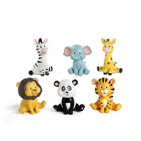 BOMBONIERE ANIMALETTO JUNGLA SPIRITOSI 7CM 6ASSORTITI IN RESINA