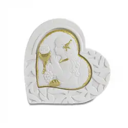 BOMBONIERA CUORE BIMBA IN PREGHIERA CON CALICE COMUNIONE