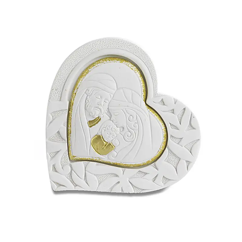 CUORE SACRA FAMIGLIA 8CM RESINA