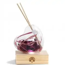 diffusore cuore in vetro con base in legno e luce led