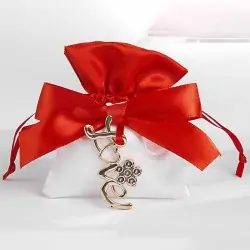 SACCHETTO X CONFETTI CON FIOCCO E CIONDOLO LOVE