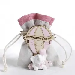 SACCHETTI PER NASCITA PORTACONFETTI IN LEGNO A FORMA DI