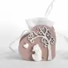 PORTACONFETTI LEGNO CUORE CON ALBERO DELLA VITA ED INNAMORATI