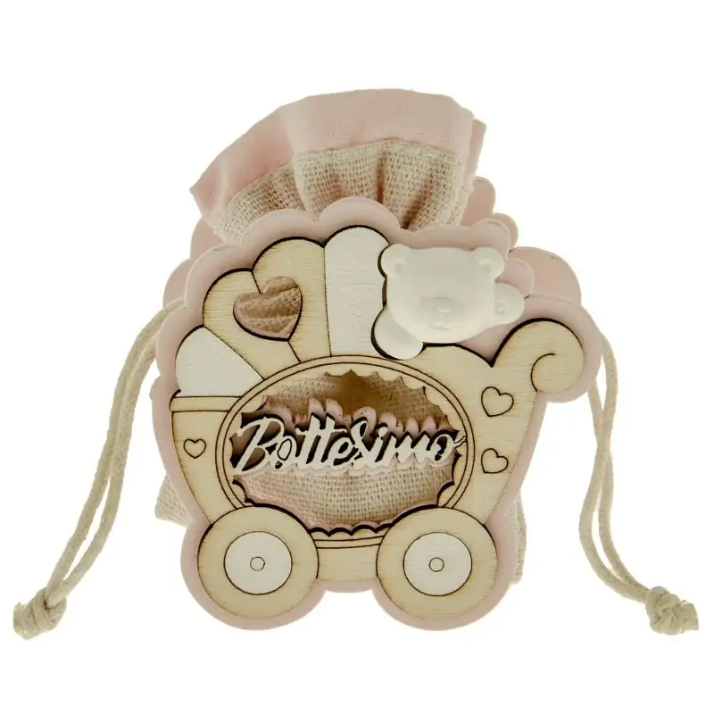 PORTACONFETTI NEW ARTE CARROZZINA ROSA