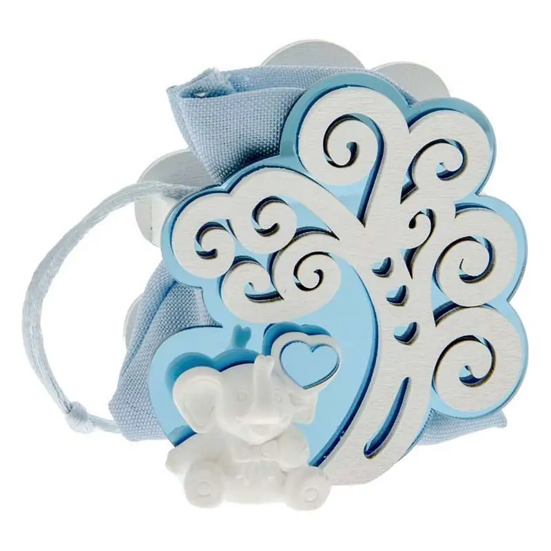 SCATOLINE NASCITA IN PVC E LEGNO CON ALBERO DELLA VITA ED