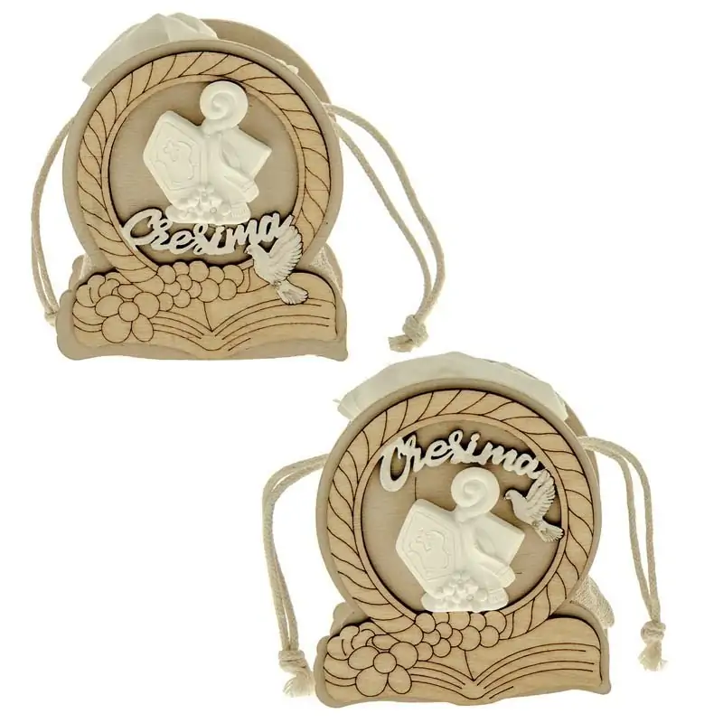 scatoline portaconfetti cresima in legno con gessetto