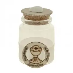 BARATTOLINI PORTACONFETTI CON CALICE IN LEGNO PER COMUNIONE H.7