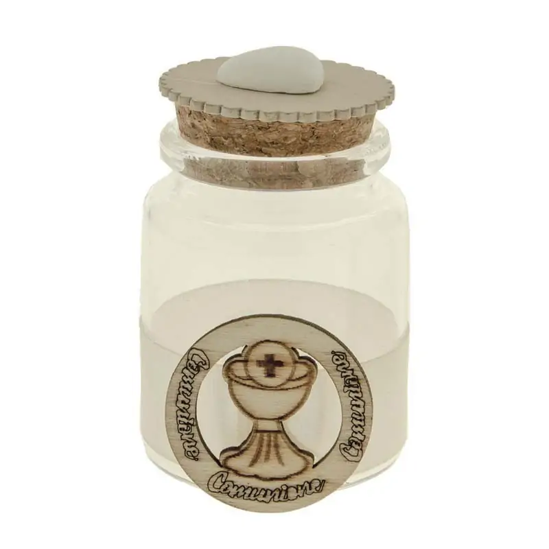 BARATTOLINI PORTACONFETTI CON CALICE IN LEGNO PER COMUNIONE H.7