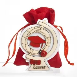 BOMBONIERE LAUREA PORTACONFETTI MAPPAMONDO TOCCO 8 CM. 
