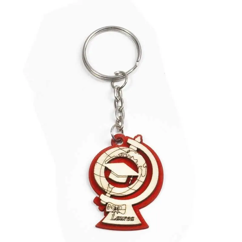 portachiavi mappamondo laurea in legno