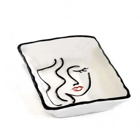vassoio in porcellana con volto di donna stilizzato bomboniere