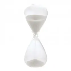 clessidra grande in vetro con sabbia bianca