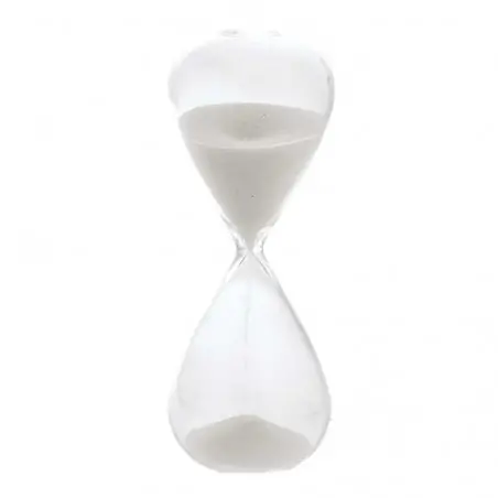 clessidra grande in vetro con sabbia bianca