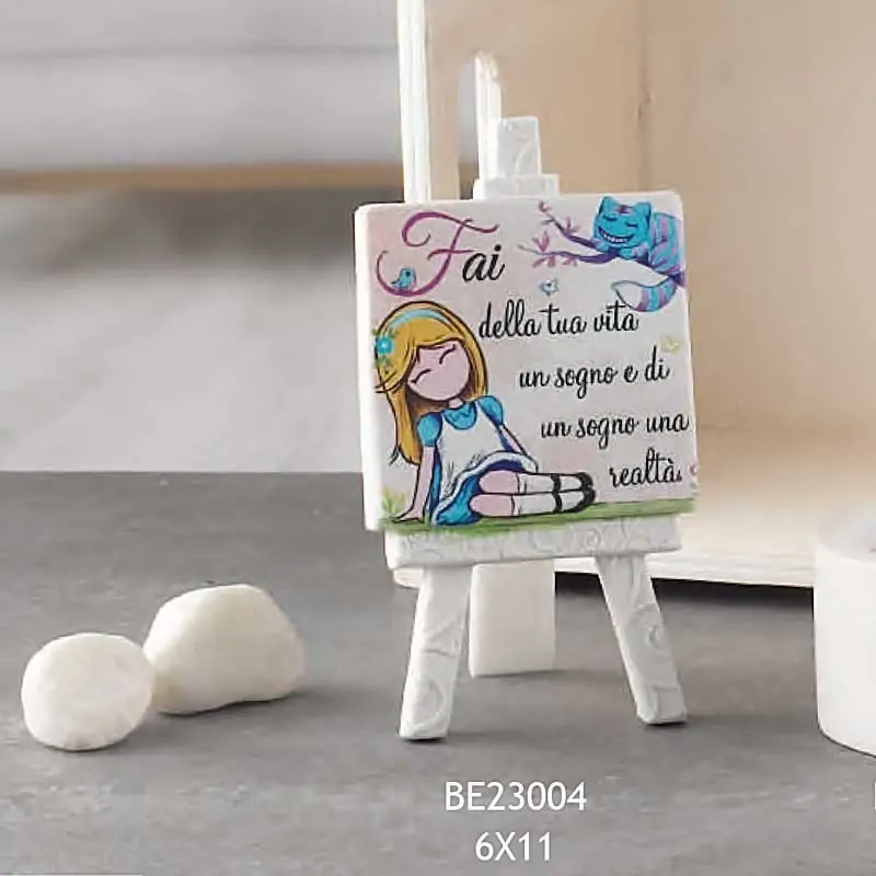bomboniera quadretto con cavalletto alice nel paese delle