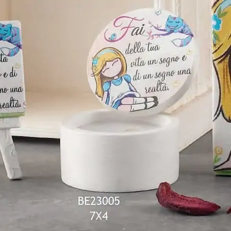 bomboniera alice scatola tonda con candela