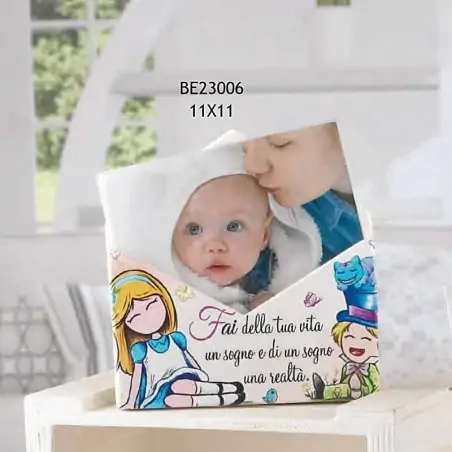 bomboniera portafoto a forma di lettera alice