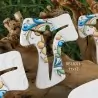 CROCIFISSO TAU CON DECORO A TEMA MAIOLICHE CM 11X13