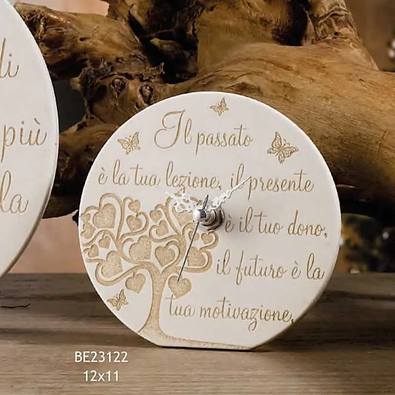 orologio tondo con albero della vita e frase bomboniere