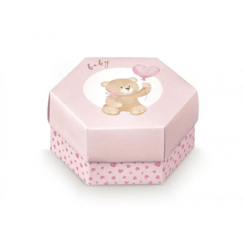 Scatoline portaconfetti esagono grande Little Bear Rosa