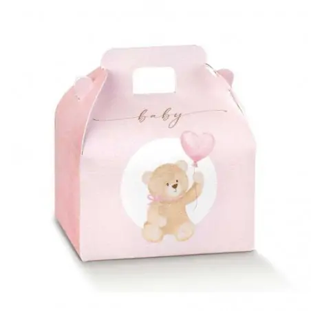 scatoline per confetti fai da te valigetta in cartoncino rosa