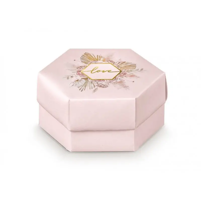 scatola portaconfetti matrimonio esagonale con divisorio e