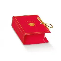 portaconfetti per laurea a forma di libro rosso