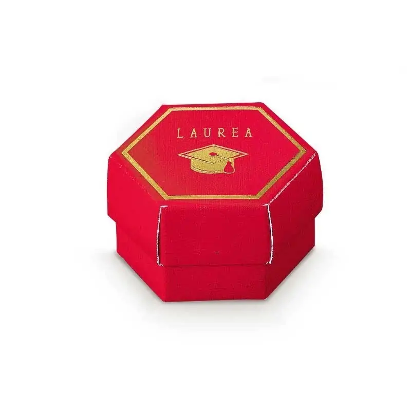 scatola portaconfetti laurea esagonale colore rosso