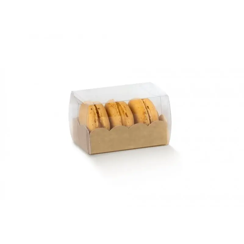Vaschetta porta Macarons in cartoncino e pvc trasparente