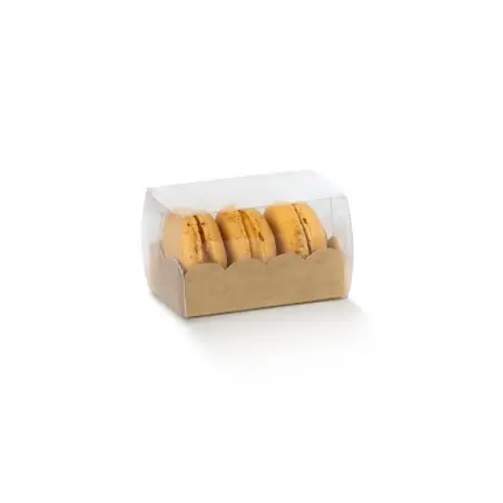 Vaschetta porta Macarons in cartoncino e pvc trasparente
