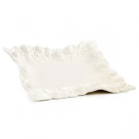 VASSOIO RETTANGOLARE CON ROSE 26.8 CM. 