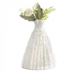 VASETTO VESTITO DA SPOSA CON CUORI 19.4 CM. 