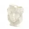 VASO TESTA DONNA TRA MANI-FIORI CON CERA PROF. 12.7 CM. PORC