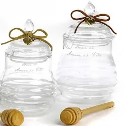 VASETTO PER MIELE CON FRASE D'AMORE 14.5 CM. 