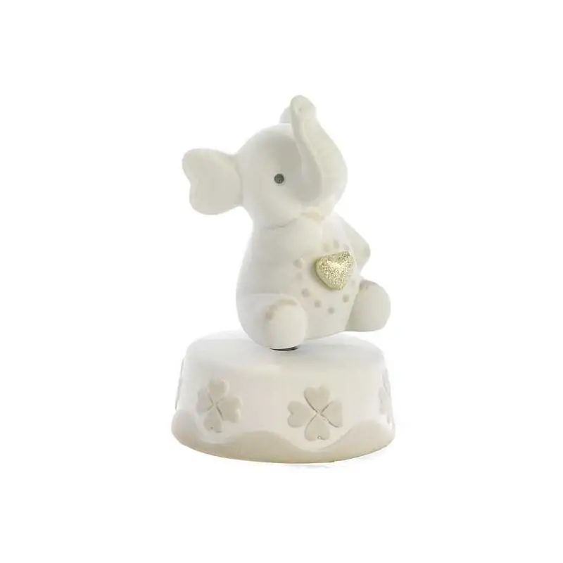 ELEFANTE CON CUORE ORO METAL. 16 CM. PORCELLANA CARILLON