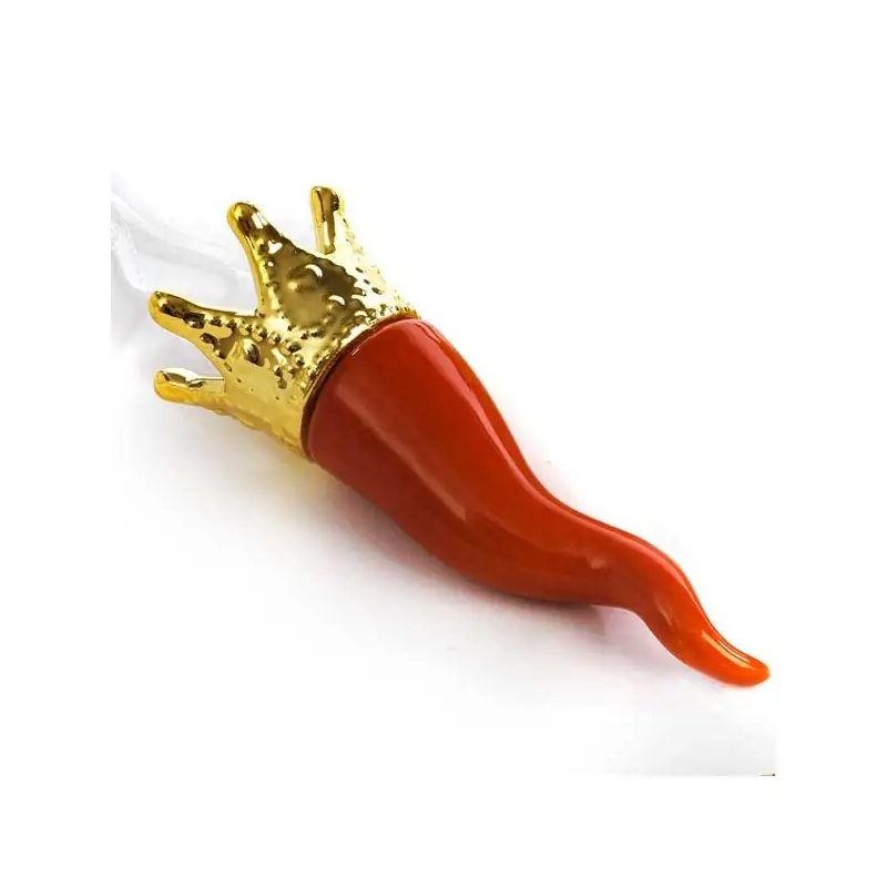 CORNETTO PORTAFORTUNA ROSSO 11.8 CM. PORCELLANA AP.