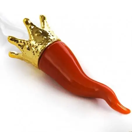 CORNETTO PORTAFORTUNA ROSSO 11.8 CM. PORCELLANA AP.