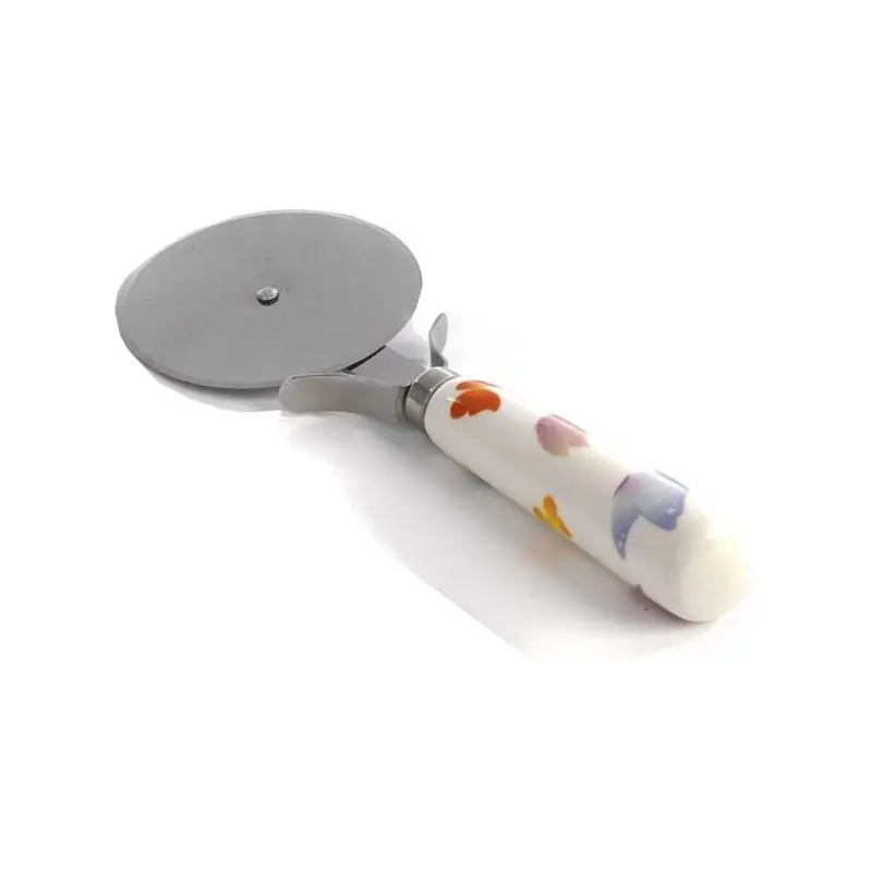 ROTELLA PER PIZZA DEC. FARFALLE 16 CM. PORCEL. METAL. 