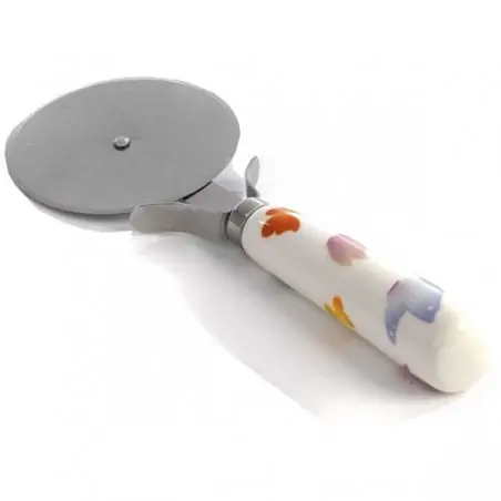ROTELLA PER PIZZA DEC. FARFALLE 16 CM. PORCEL. METAL. 