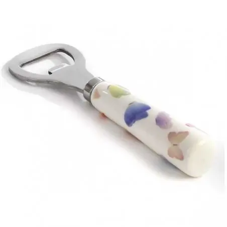 APRIBOTTIGLIE DEC. FARFALLE 13.3 CM. PORCEL. METAL. 